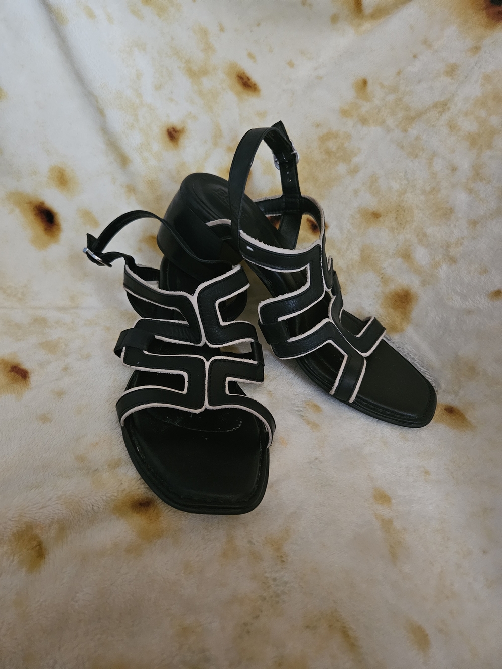 Born Black Sandals with White Contrast Trim